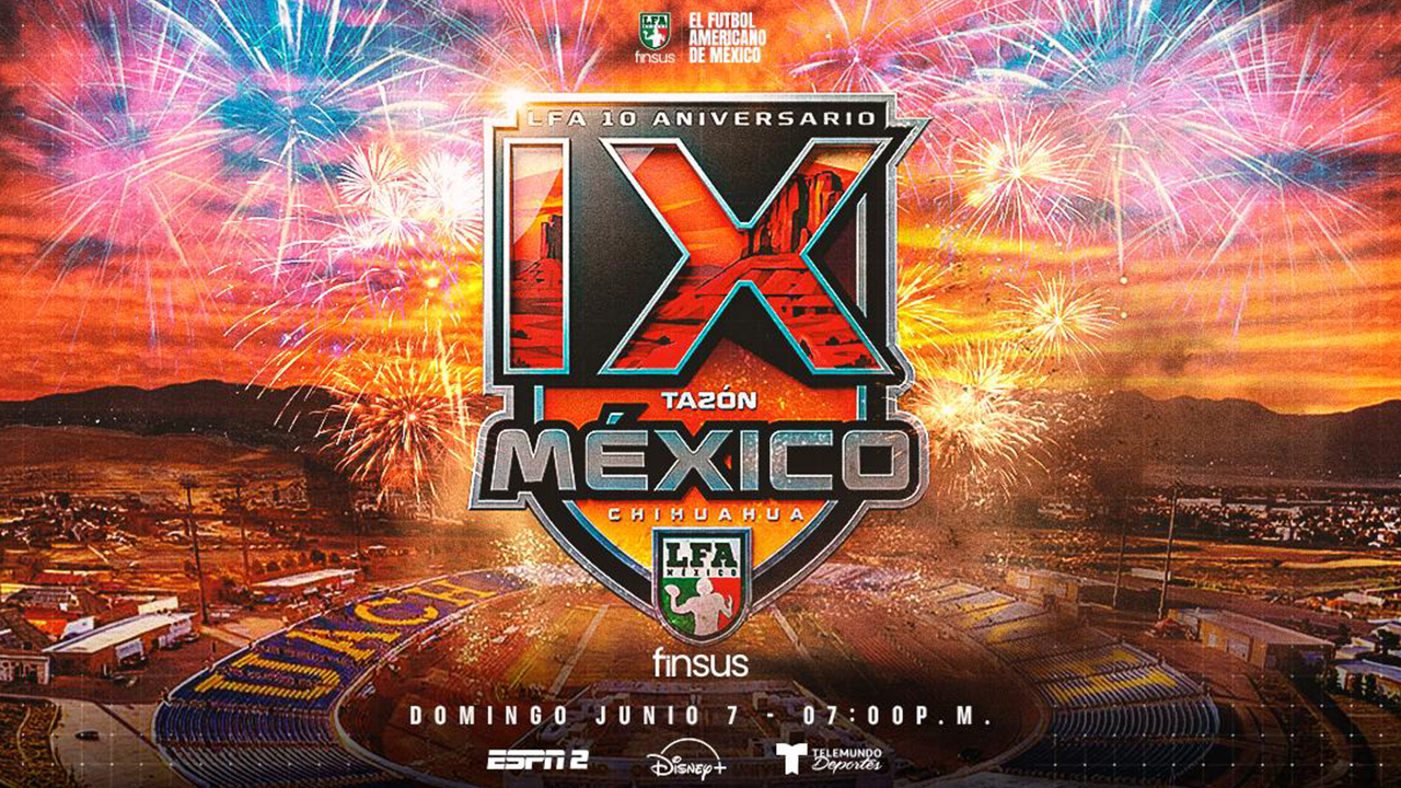 Imagen promocional del Tazón México 2026 para la Final LFA 2026. Consulta aquí los detalles de dónde ver el Tazón México en vivo y los horarios del evento.